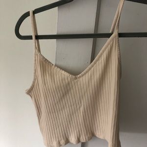 Cropped Ribbed Cream Tank Top